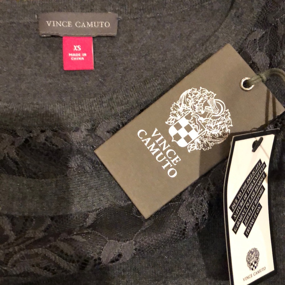 ❗️FIRM❗️NWT 0/2 XS Vince Camuto grey lace neck dress - Picture 2 of 4